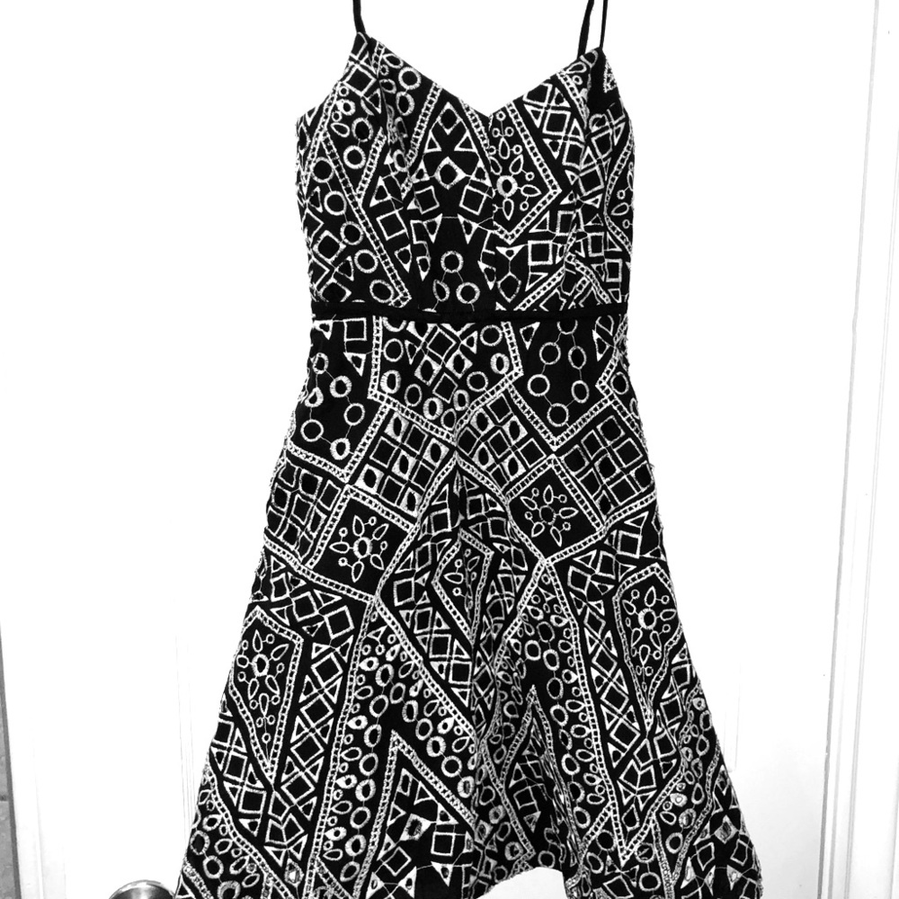 Banana Republic Black & White Patterned Dress